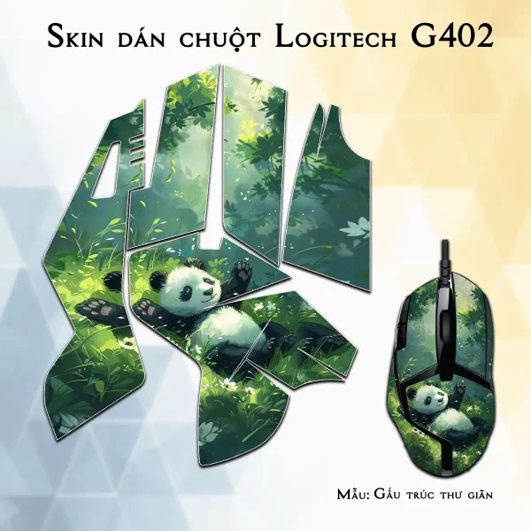 Skin dán chuột Logitech G402 mẫu Gấu trúc thư giãn