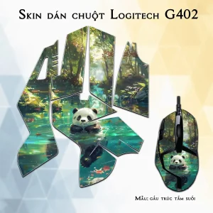 Skin dán chuột Logitech G402 mẫu gấu trúc tắm suối