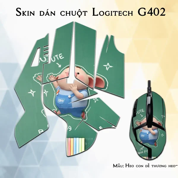 Skin dán chuột Logitech G402 mẫu Heo con dễ thương heo-114