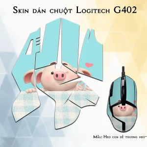 Skin dán chuột Logitech G402 mẫu Heo con dễ thương heo-163