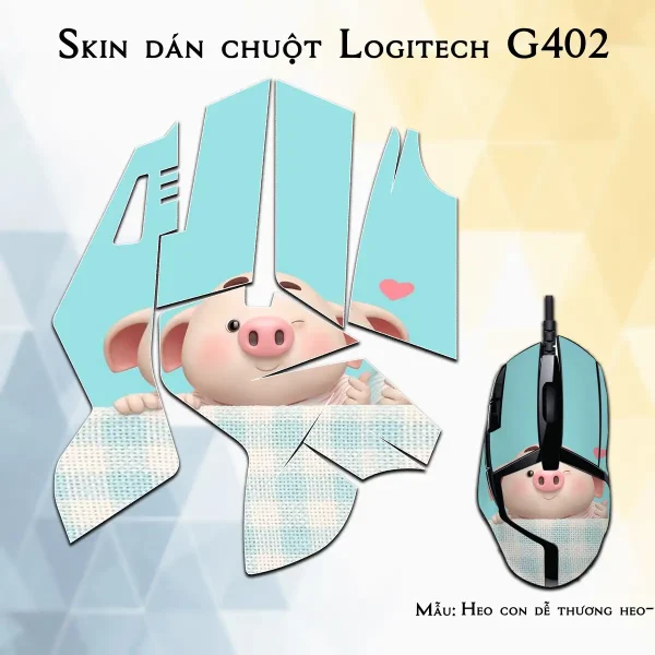 Skin dán chuột Logitech G402 mẫu Heo con dễ thương heo-163