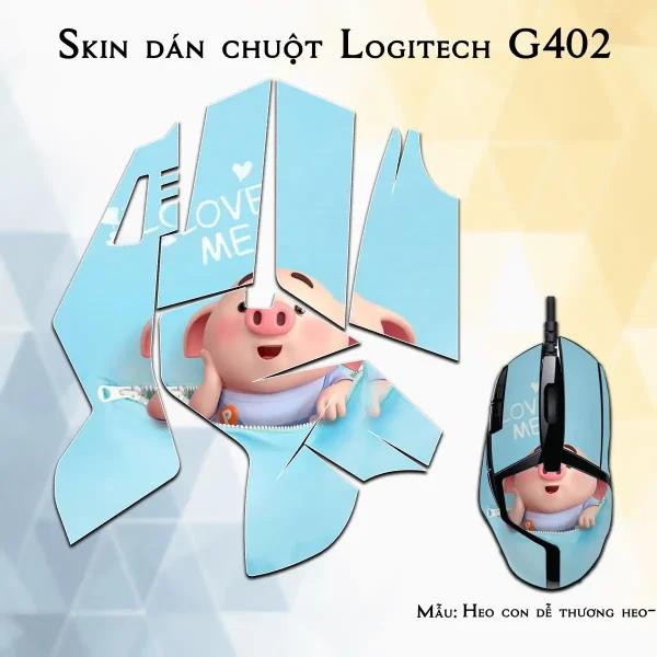 Skin dán chuột Logitech G402 mẫu Heo con dễ thương heo-176