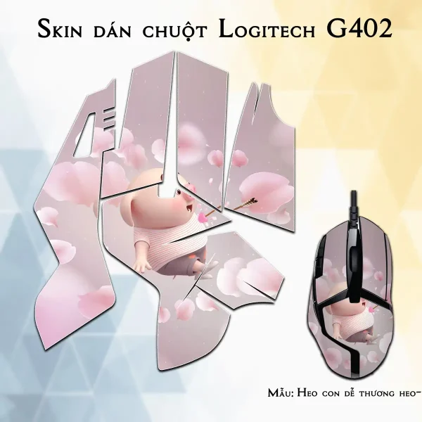 Skin dán chuột Logitech G402 mẫu Heo con dễ thương heo-187