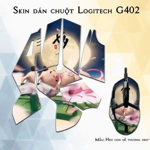 Skin dán chuột Logitech G402 mẫu Heo con dễ thương heo-204