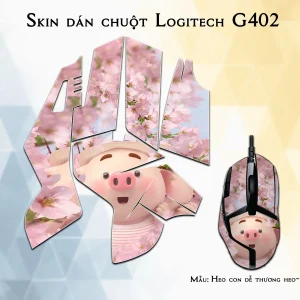 Skin dán chuột Logitech G402 mẫu Heo con dễ thương heo-205