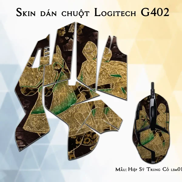 Skin dán chuột Logitech G402 mẫu Hiệp Sỹ Trung Cổ lsm018