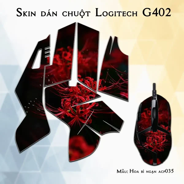 Skin dán chuột Logitech G402 mẫu Hoa bỉ ngạn acp035