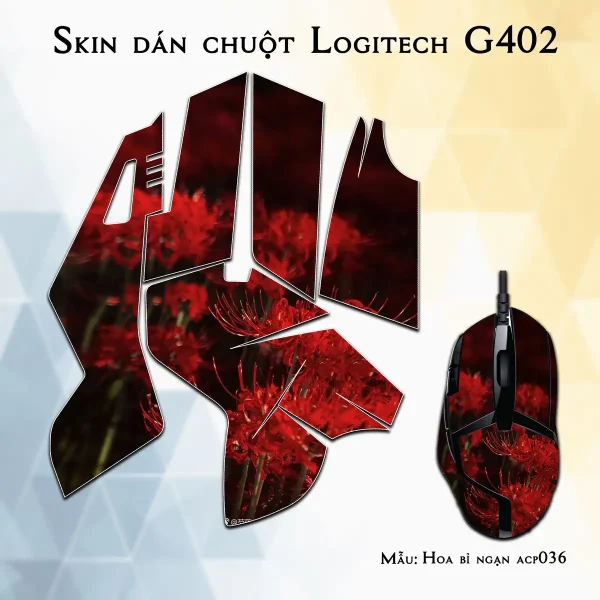 Skin dán chuột Logitech G402 mẫu Hoa bỉ ngạn acp036