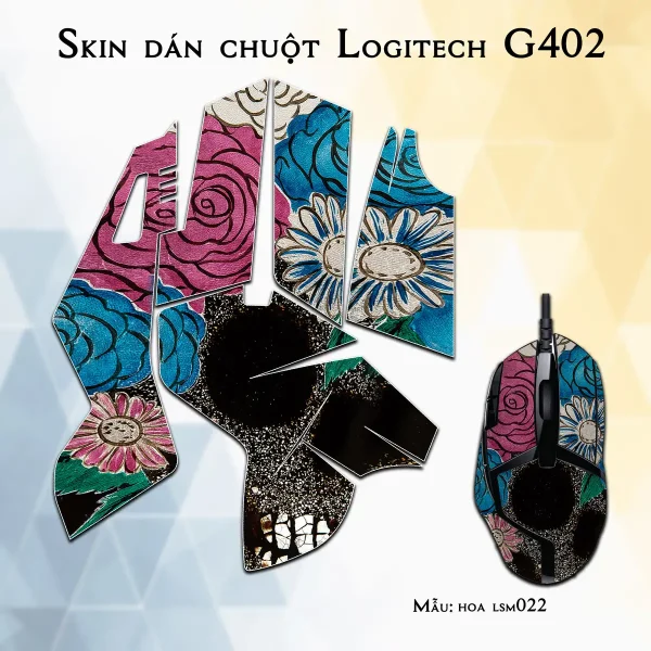 Skin dán chuột Logitech G402 mẫu hoa lsm022