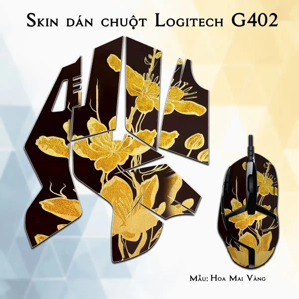 Skin dán chuột Logitech G402 mẫu Hoa Mai Vàng