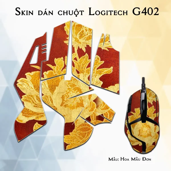 Skin dán chuột Logitech G402 mẫu Hoa Mẫu Đơn