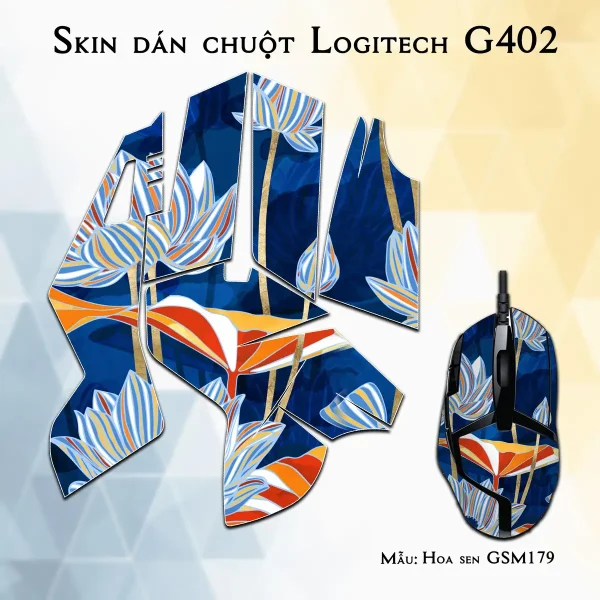 Skin dán chuột Logitech G402 mẫu Hoa sen GSM179