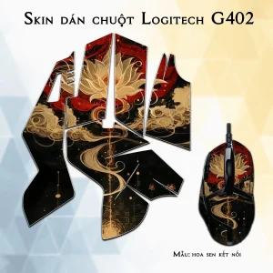 Skin dán chuột Logitech G402 mẫu hoa sen kết nối