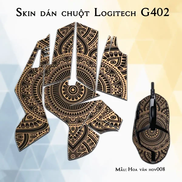 Skin dán chuột Logitech G402 mẫu Hoa văn hov008