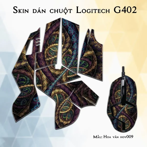 Skin dán chuột Logitech G402 mẫu Hoa văn hov009