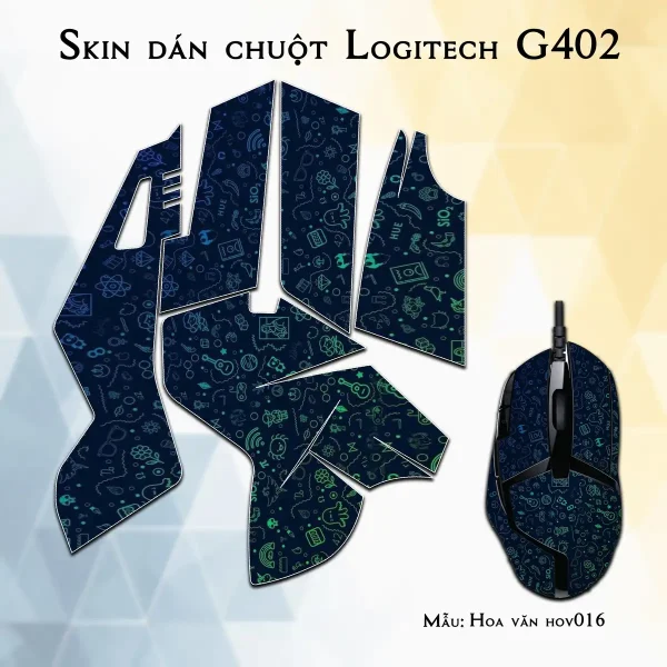 Skin dán chuột Logitech G402 mẫu Hoa văn hov016