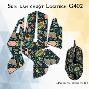 Skin dán chuột Logitech G402 mẫu hoa văn sticker stic234