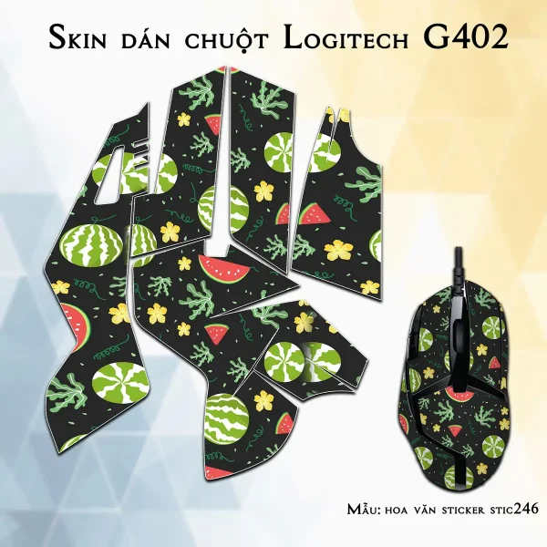 Skin dán chuột Logitech G402 mẫu hoa văn sticker stic246