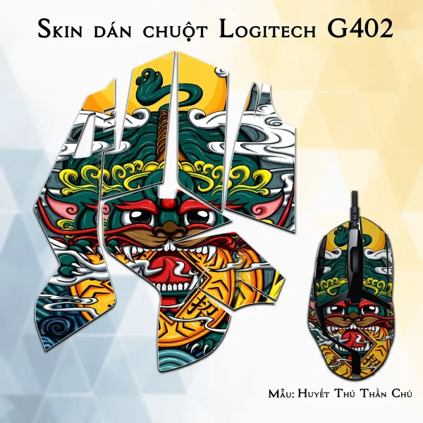 Skin dán chuột Logitech G402 mẫu Huyết Thú Thần Chú