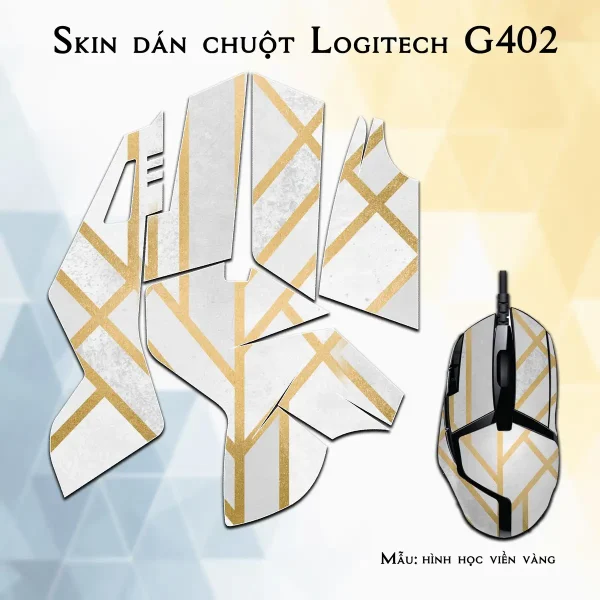 Skin dán chuột Logitech G402 mẫu hình học viền vàng