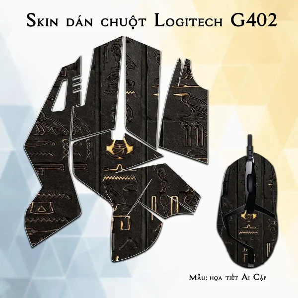 Skin dán chuột Logitech G402 mẫu họa tiết Ai Cập