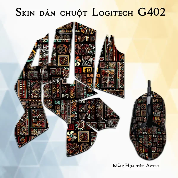 Skin dán chuột Logitech G402 mẫu Họa tiết Aztec