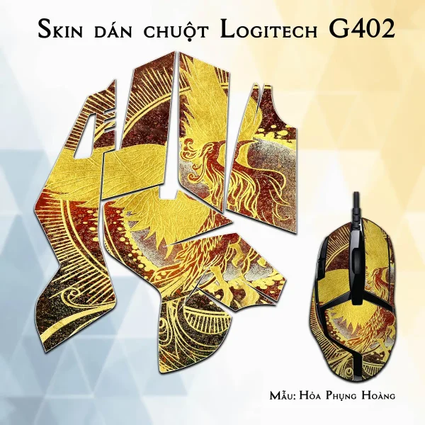 Skin dán chuột Logitech G402 mẫu Hỏa Phụng Hoàng