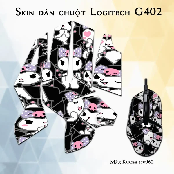 Skin dán chuột Logitech G402 mẫu Kuromi scu062