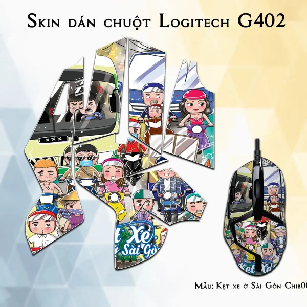 Skin dán chuột Logitech G402 mẫu Kẹt xe ở Sài Gòn Chib007