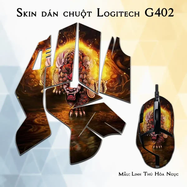 Skin dán chuột Logitech G402 mẫu Linh Thú Hỏa Ngục
