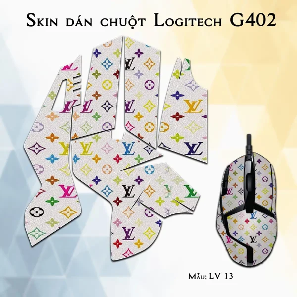 Skin dán chuột Logitech G402 mẫu LV 13