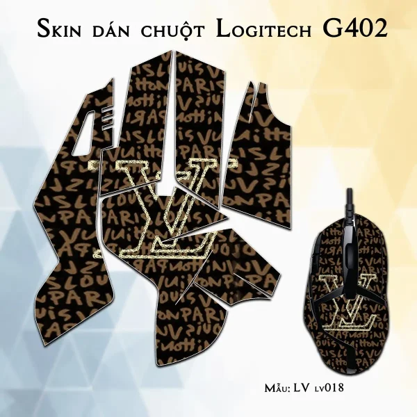 Skin dán chuột Logitech G402 mẫu LV lv018