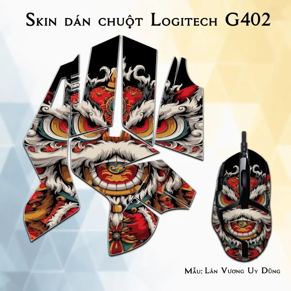 Skin dán chuột Logitech G402 mẫu Lân Vương Uy Dũng