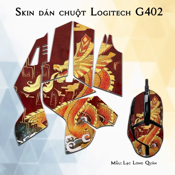 Skin dán chuột Logitech G402 mẫu Lạc Long Quân