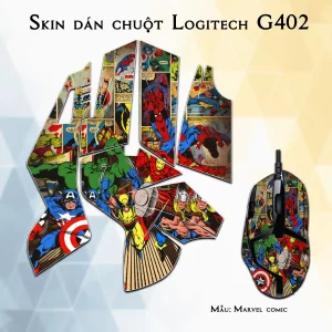 Skin dán chuột Logitech G402 mẫu Marvel comic