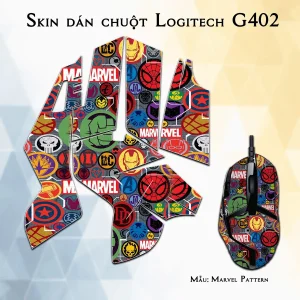 Skin dán chuột Logitech G402 mẫu Marvel Pattern