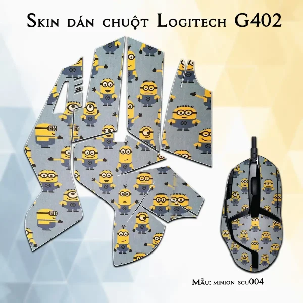 Skin dán chuột Logitech G402 mẫu minion scu004