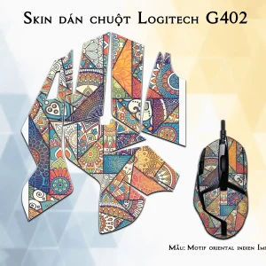 Skin dán chuột Logitech G402 mẫu Motif oriental indien Impression sur toile
