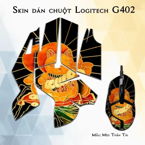 Skin dán chuột Logitech G402 mẫu Mèo Thần Tài