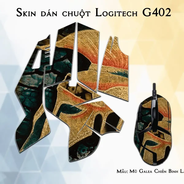 Skin dán chuột Logitech G402 mẫu Mũ Galea Chiến Binh La Mã lsm032