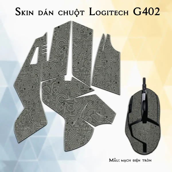Skin dán chuột Logitech G402 mẫu mạch điện tròn