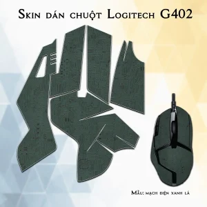 Skin dán chuột Logitech G402 mẫu mạch điện xanh lá