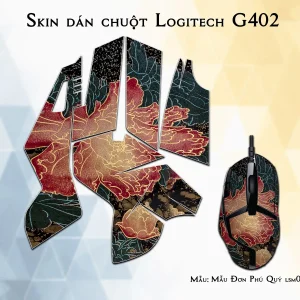 Skin dán chuột Logitech G402 mẫu Mẫu Đơn Phú Quý lsm065