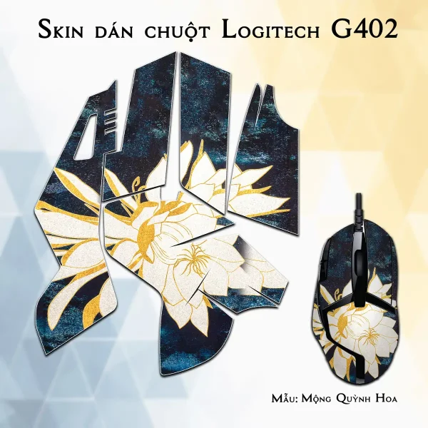 Skin dán chuột Logitech G402 mẫu Mộng Quỳnh Hoa