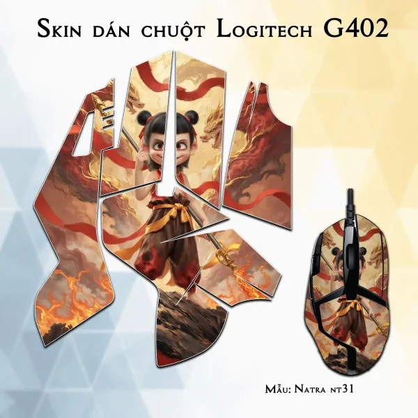 Skin dán chuột Logitech G402 mẫu Natra nt31