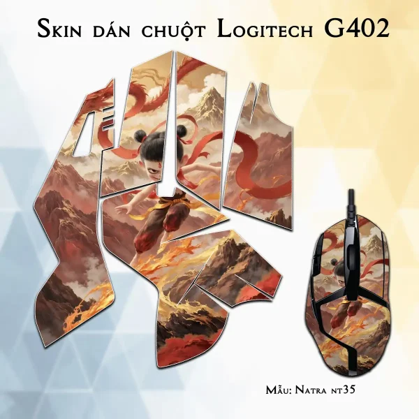 Skin dán chuột Logitech G402 mẫu Natra nt35