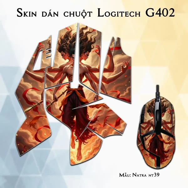 Skin dán chuột Logitech G402 mẫu Natra nt39
