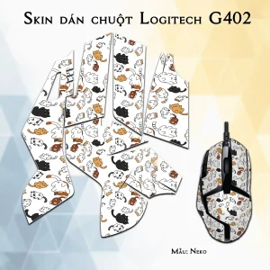Skin dán chuột Logitech G402 mẫu Neko
