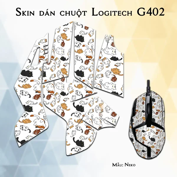Skin dán chuột Logitech G402 mẫu Neko