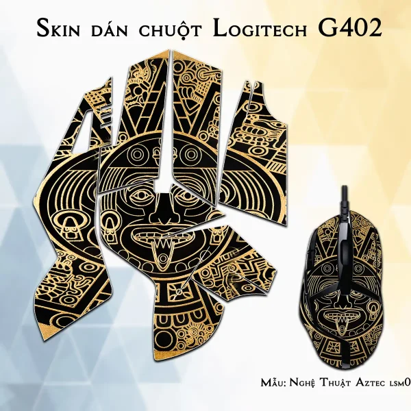 Skin dán chuột Logitech G402 mẫu Nghệ Thuật Aztec lsm034